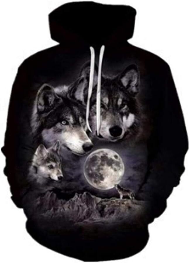 Hoodie for Mens Womens Men Womens 3D Print Wolf Graphic Hooded Sweatshirts Hoodies Novelty Pullover Graphic Hoodies sweatshirt Pullover Long Sleeve