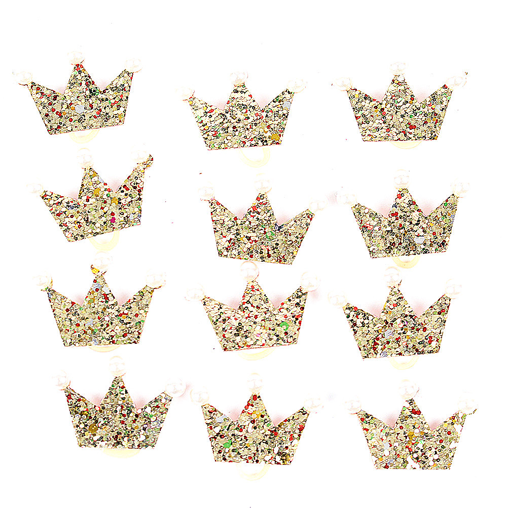 6Pcs Crown Shape Dog Bows Hair Accessories Glittering Gold Bows with Rubber Band for Long Hair Pets Accesorios Para Perros