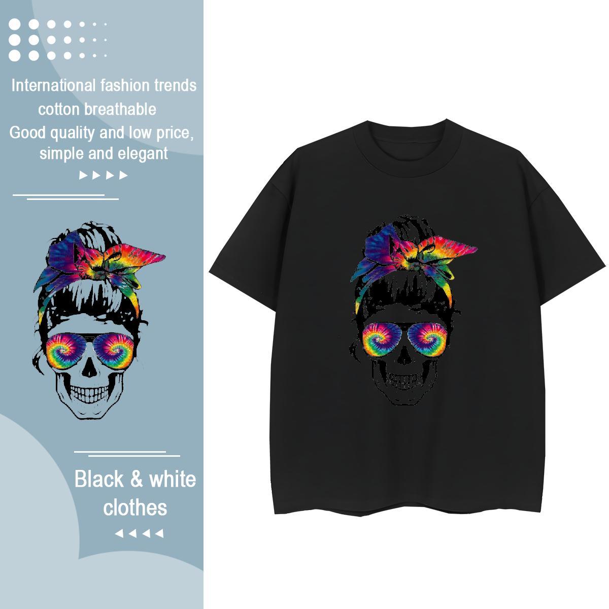 Designer Womens T Shirts 230g 100% Cotton Short sleeve Soft Daily Wear skull Women Tees Loose fit Anime Oversized Tee Shirt