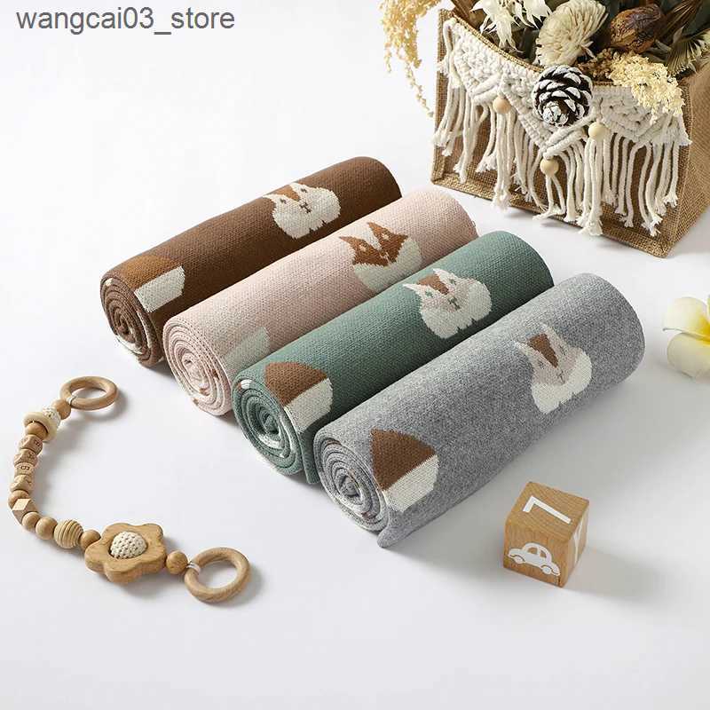 Blankets Swaddling Newborn Baby Blankets 90*70CM Infant Girl Boy Knitted Cotton Bedding Quilt Cute Cartoon Squirrel Toddler Stroller Swaddling Soft L2