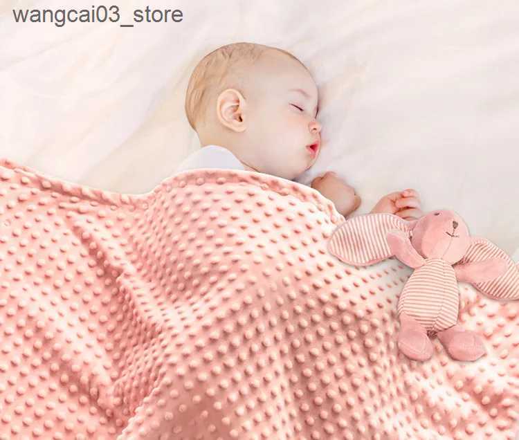 Blankets Swaddling Batch sale 3d minky dot kids blanket super soft sherpa fluffy toddler baby blanket quilt swaddle office seat blanket 80X110cm L2409