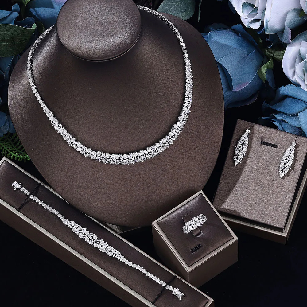 The -selling 4-piece bridal wedding jewelry set of 2024 fashion Saudi Dubai jewelry set womens wedding party accessory 241007