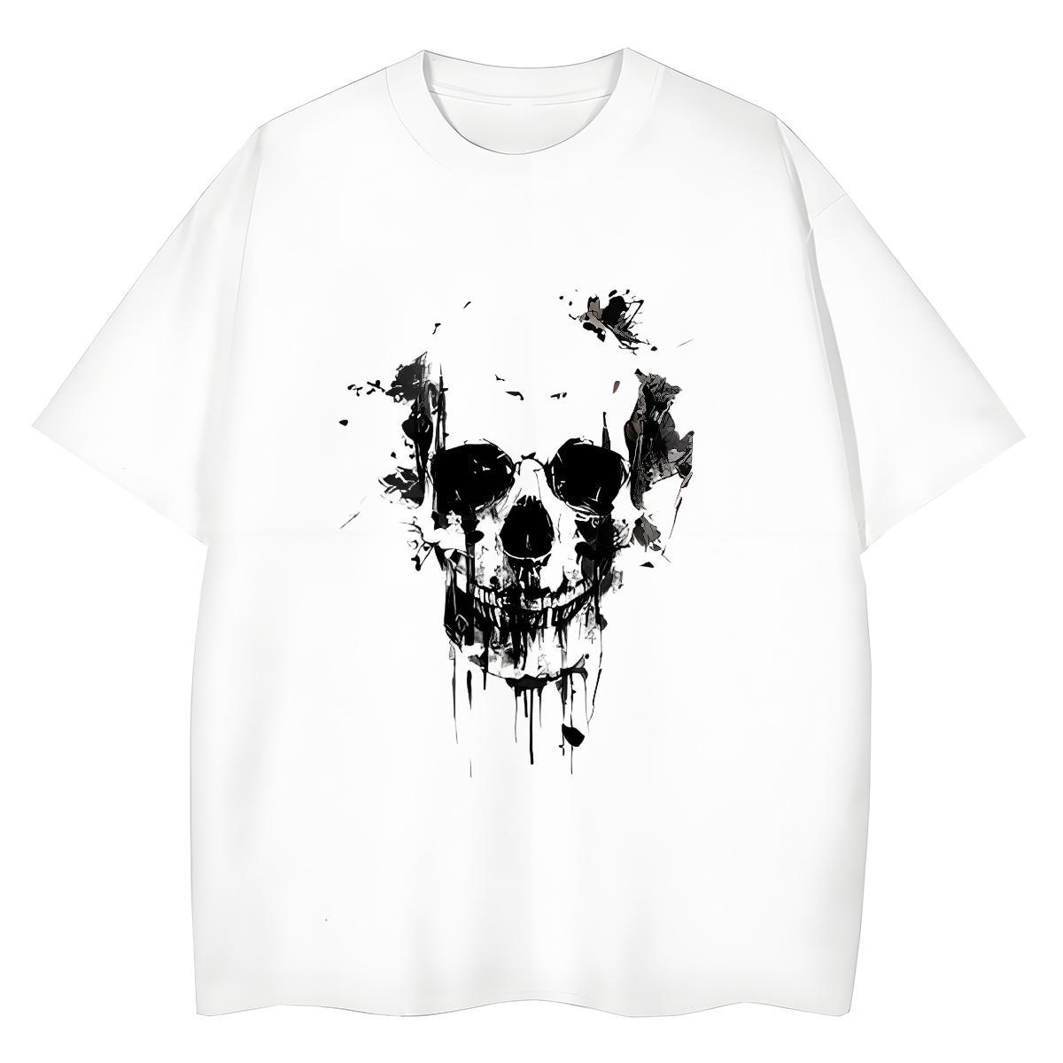 Brand T Shirt For Woman 230g Cotton Round Neck Short Sleeve Outdoor skull Tshirt for Man Woman Nice Skull Tops Shirt