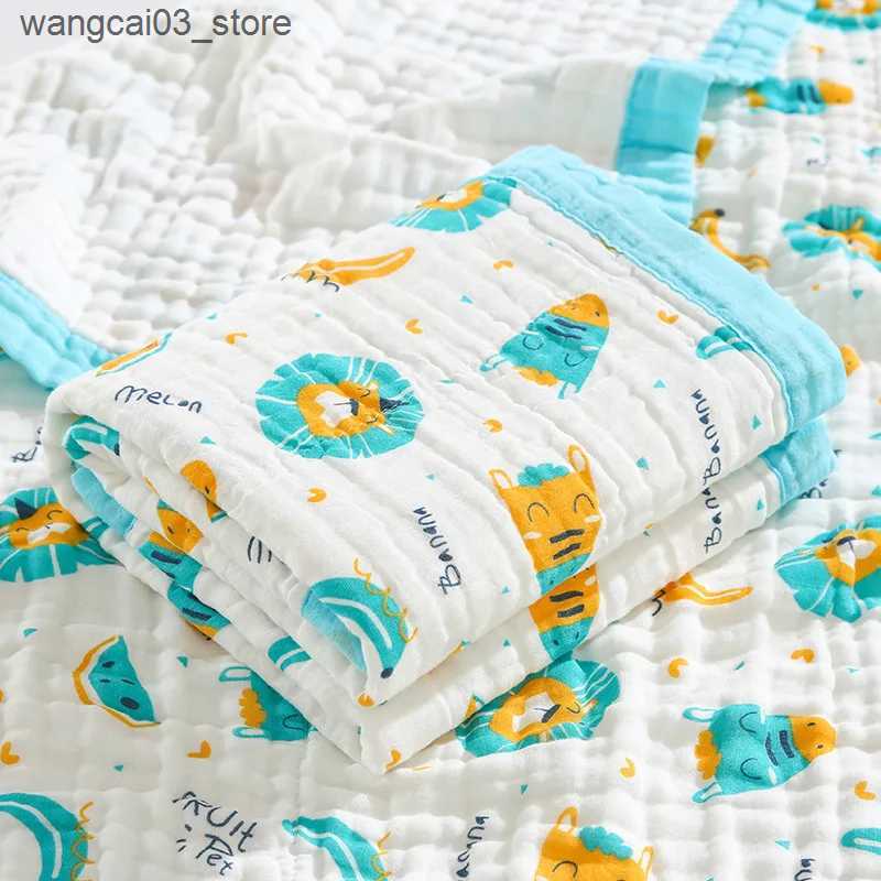 Blankets Swaddling 110*110cm Cartoon Swaddle Blanket Baby Newborn Bamboo Muslin Bed Sheet Kids Baby Bath Towel Blankets Swaddle Cotton L240910