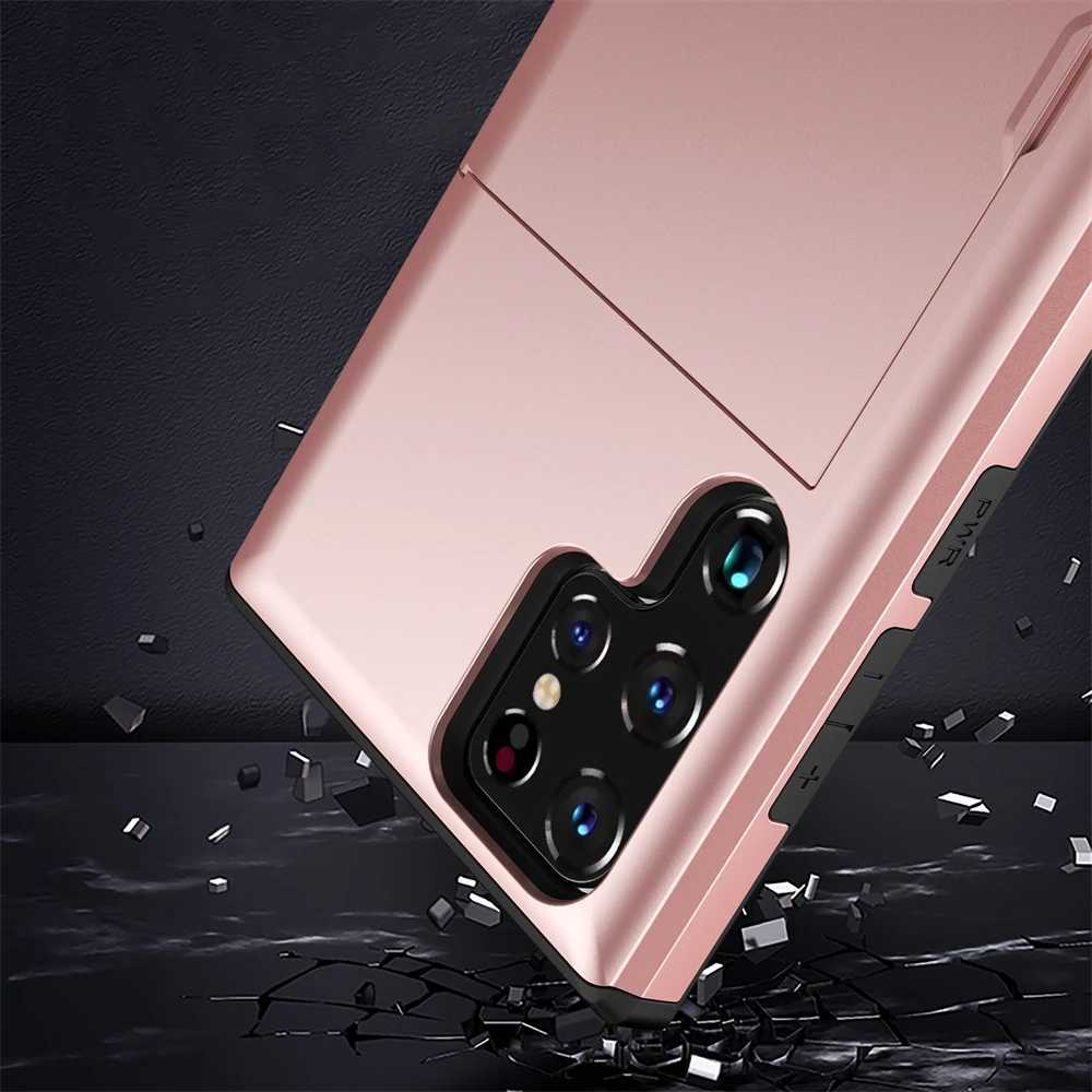 Slide card case for Samsung Galaxy S24 S23 Ultra S22 S21 S20 FE S10 Plus hard shell phone case Galaxy Note 20 10 9 W241012