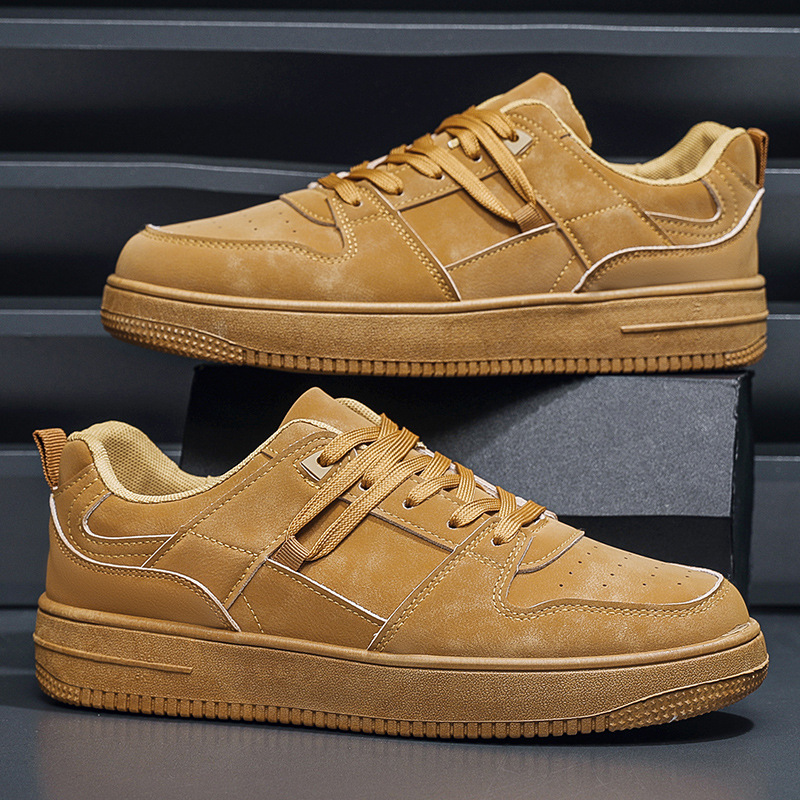 Men Casual Shoes Black White Brown Breathable Trendy Shoes Non-Slip Lace Up Outdoor Platform Sneakers