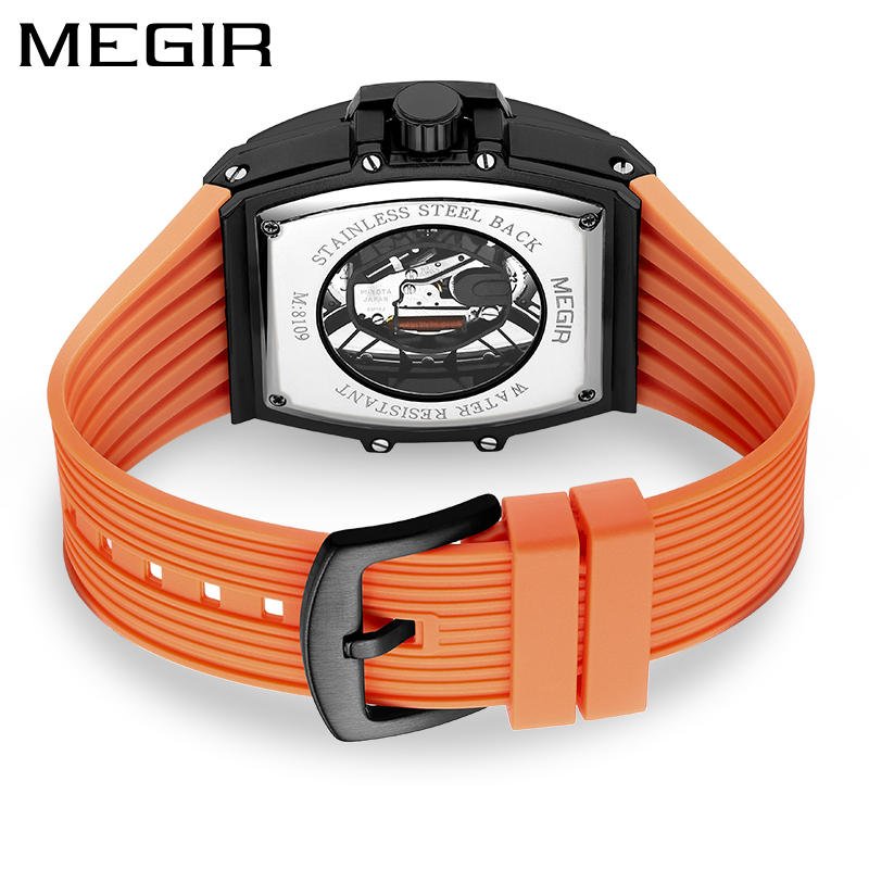 MEGIR Men's Sports Quartz Watch Silicone Strap Waterproof Fashion Hollow Men's Watch Top Brand Luxury Military Watch