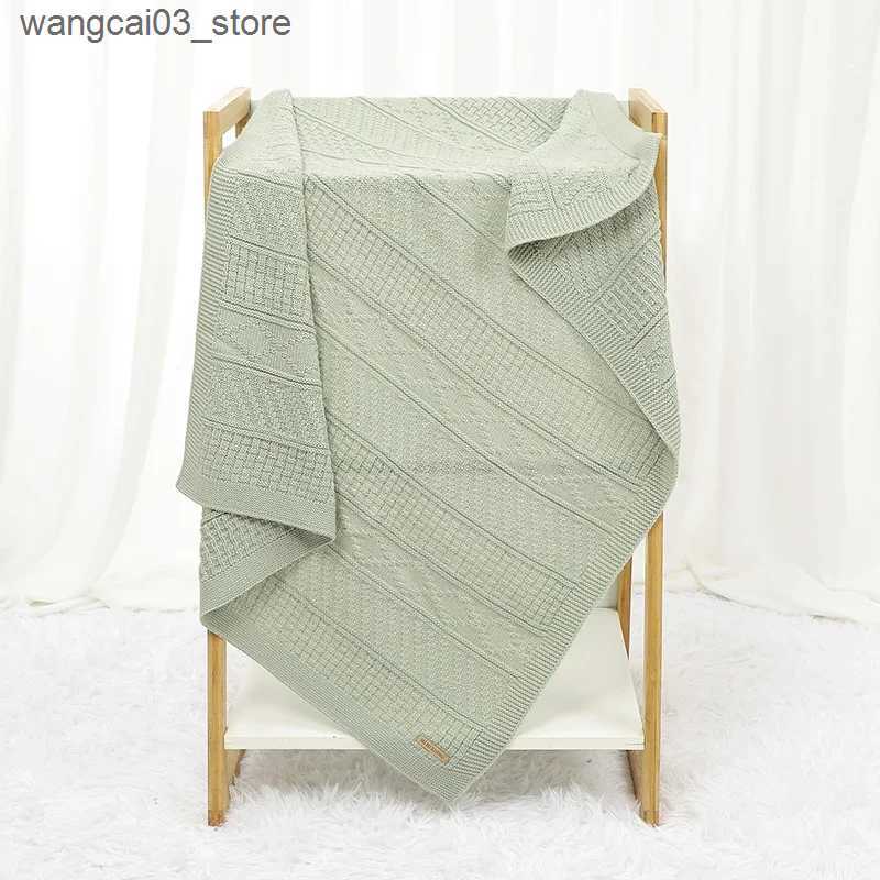 Blankets Swaddling Infant Baby Blanket Knitted Newborn Kid Bed Plaid 100*80CM Quilt Solid Toddler Girl Boy Stroller Swaddling Super Soft Breathable L2