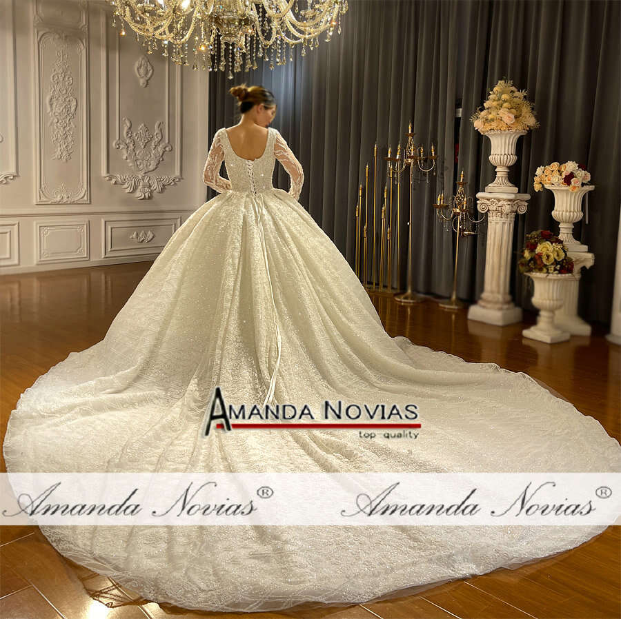 sy Long Train Wedding Dress Long Sleeves Bridal Dress