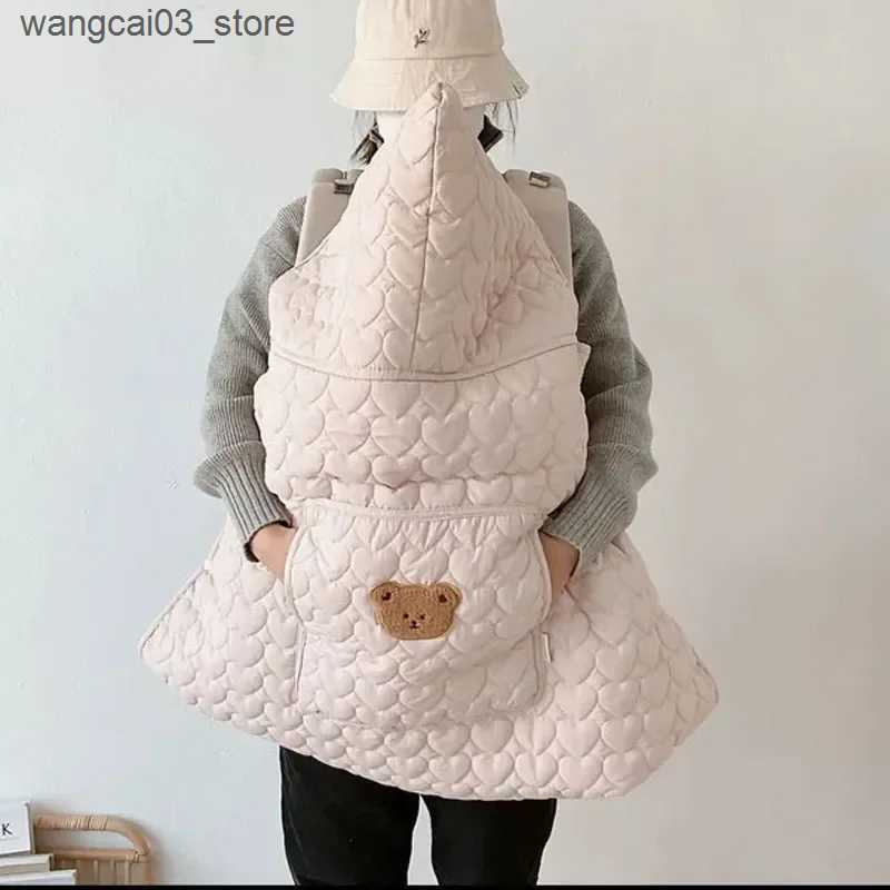 Blankets Swaddling Winter Newborn Swaddle Wrap Hooded Windproof Baby Stroller Blanket Thick Fleece Sling Cover Bear Bunny Infant Sleeping Quilt L24091