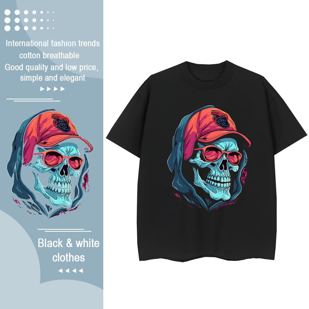 Designer T Shirts Women 230g 100% Cotton Crew Neck Outdoor skull Tshirt for Man Woman Loose fit Cartoon Anime Tshirts