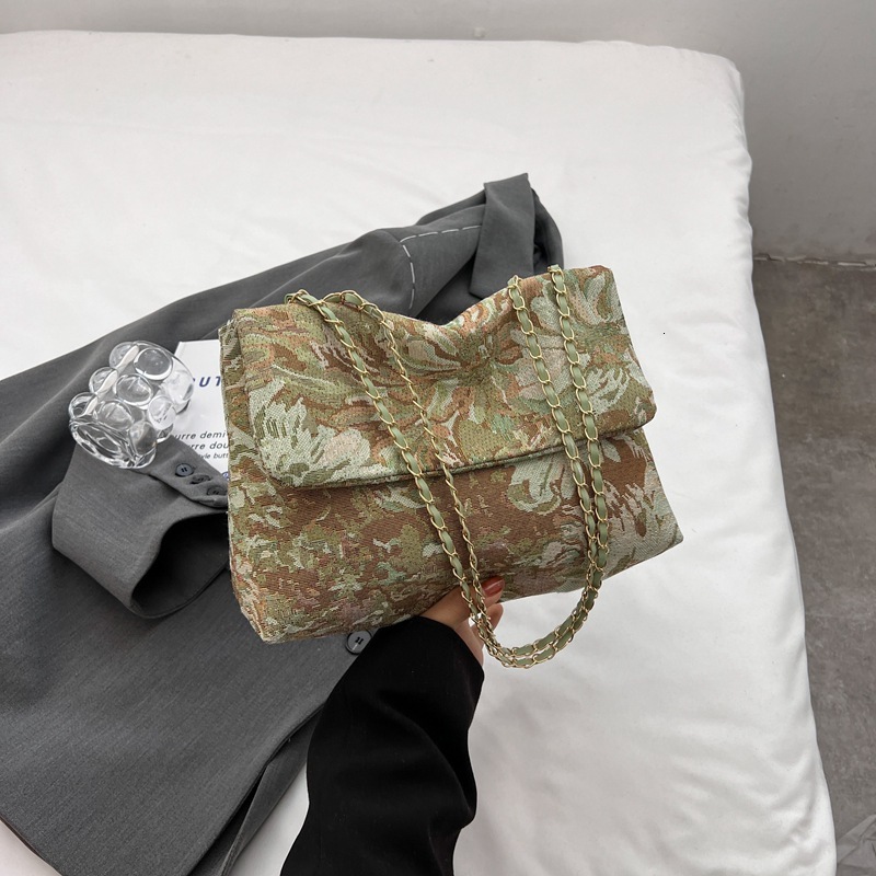 Casual Simple Pearl Jacquard Oil Painting Tote for Women New Style Trendy Large Capacity Shoulder Bag