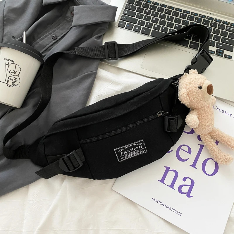 Japanese Harajuku Dark Style Chest Bag Womens Full Match Waist Bag Womens Student Canvas Messenger Bag 241008