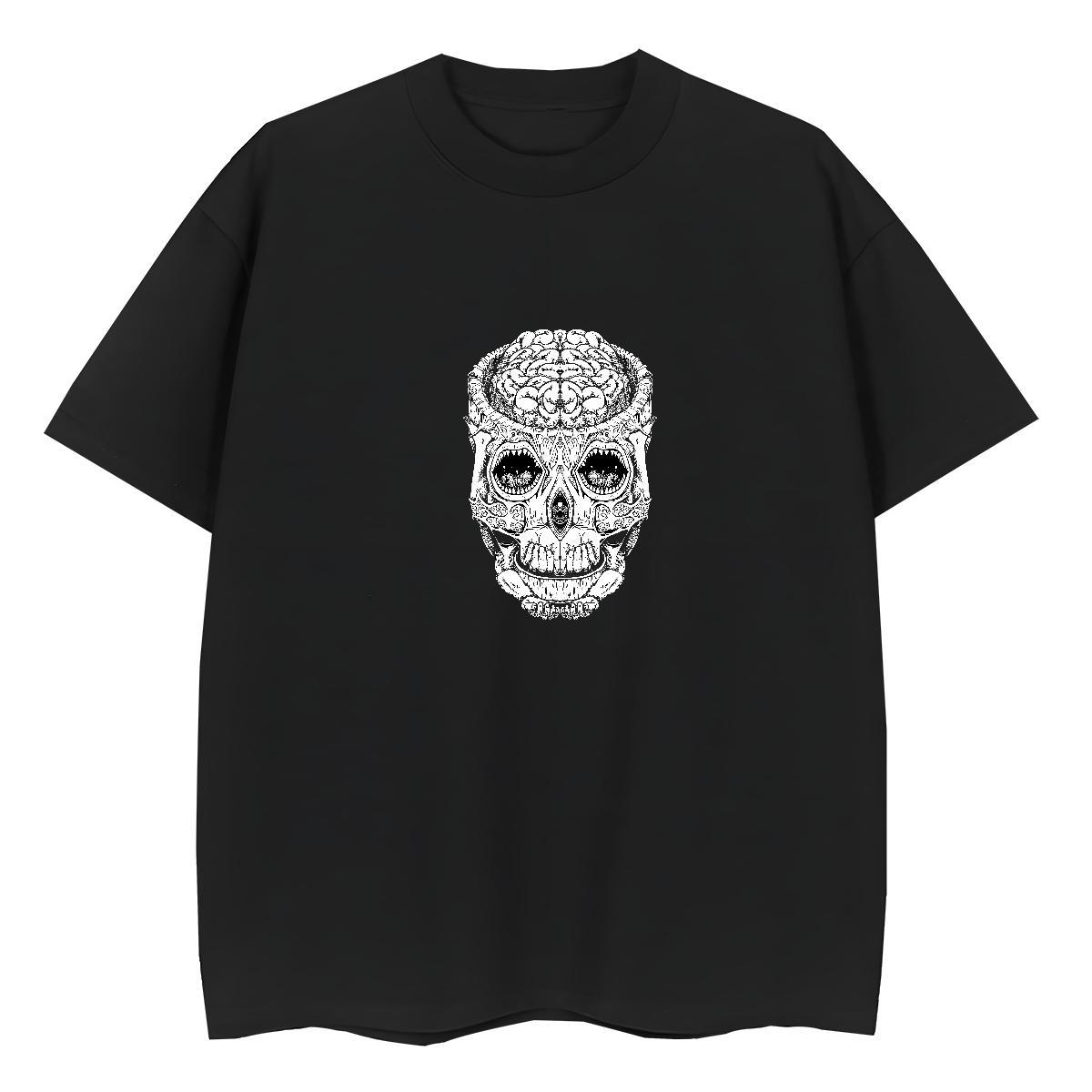 2024 DIY T-Shirts for Women 230g Cotton Breathable Soft Casual Beach skull Womens Tshirts Popular Cartoon Printing L-4XL Clothes Shirt