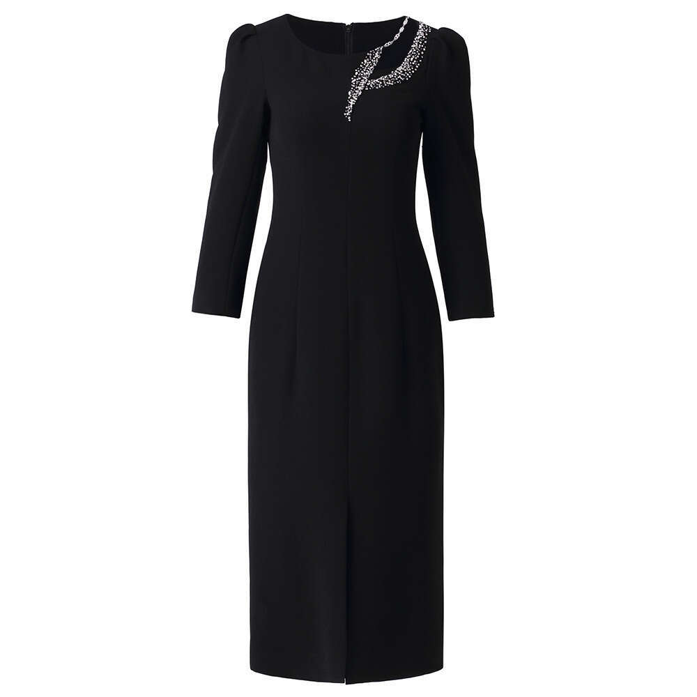 2024 new autumn heavy industry nail bead design feeling slim fit and slimming bag skirt dress high-end goddess style dress