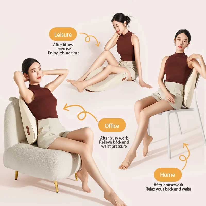 Neck massager pillow style waist back massager electric kneading rechargeable heating shoulder multifunctional back massager W240819