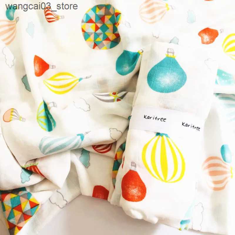 Blankets Swaddling 120*120cm Bamboo Cotton Swaddle Blanket Print Muslin Baby Blankets Infant Swaddle Towel For Newborns Baby Wrap Kids Bed Sheet L2409
