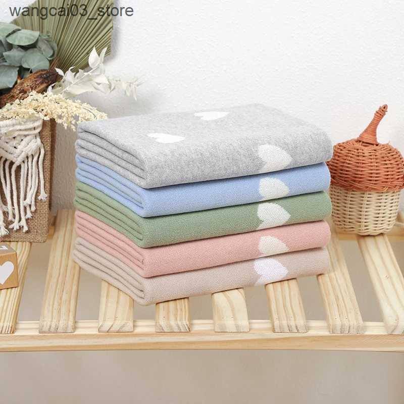 Blankets Swaddling Baby Blankets Cotton Knit 90*70CM Infant Girls Newborn Boys Bed Quilt Cute Love Plaid Toddler Stroller Swaddle Soft Sleep Covers L2