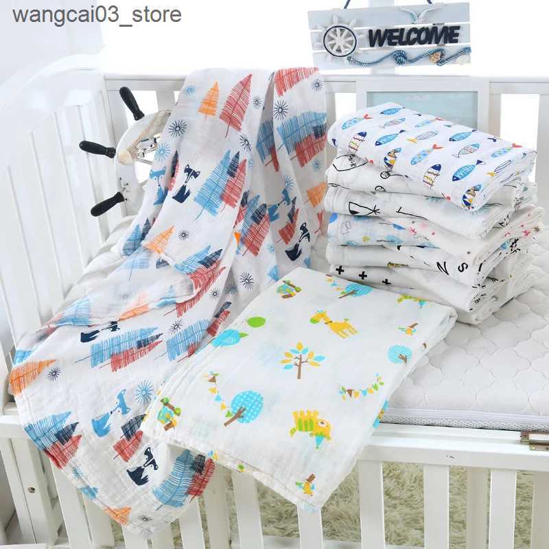 Blankets Swaddling 120*110 cm Cotton Baby Blanket Bath Towel Swaddle Blanket Diaper Gauze Muslin Blanket Baby Blankets Newborn Blanket Swaddle L240910