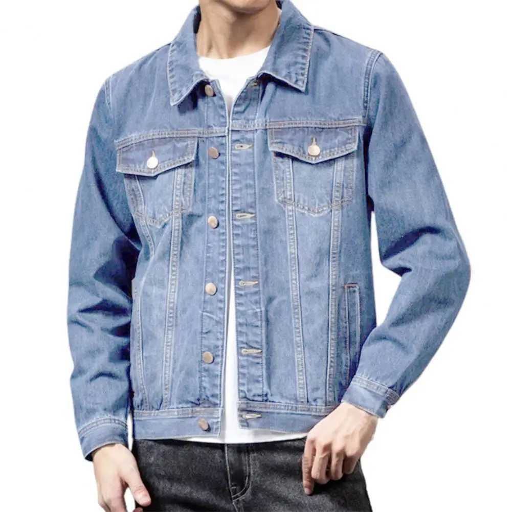 Mens casual cotton denim jeans Masculina ultra-thin wash vintage classic blue denim jacket mens clothing W241011