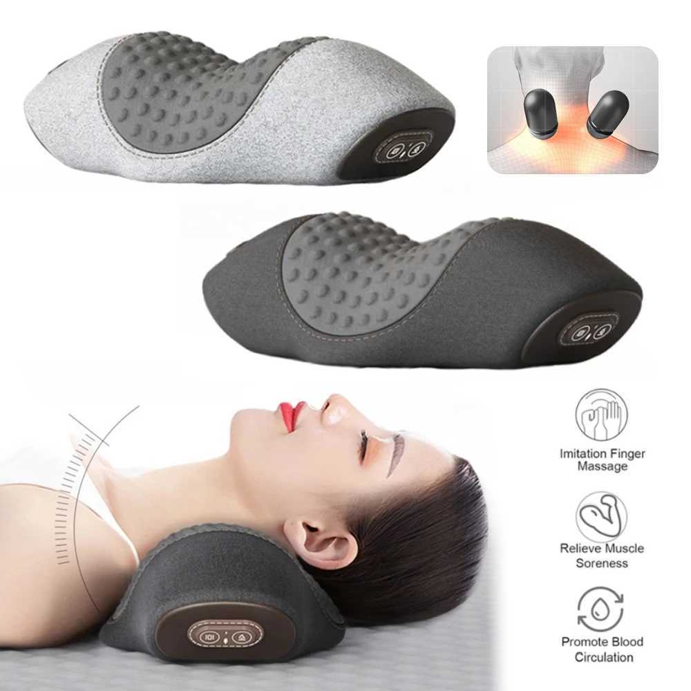 Electric neck massager Cervical pillow heating vibration massage back traction relax sleep memory foam pillow spine support W240819