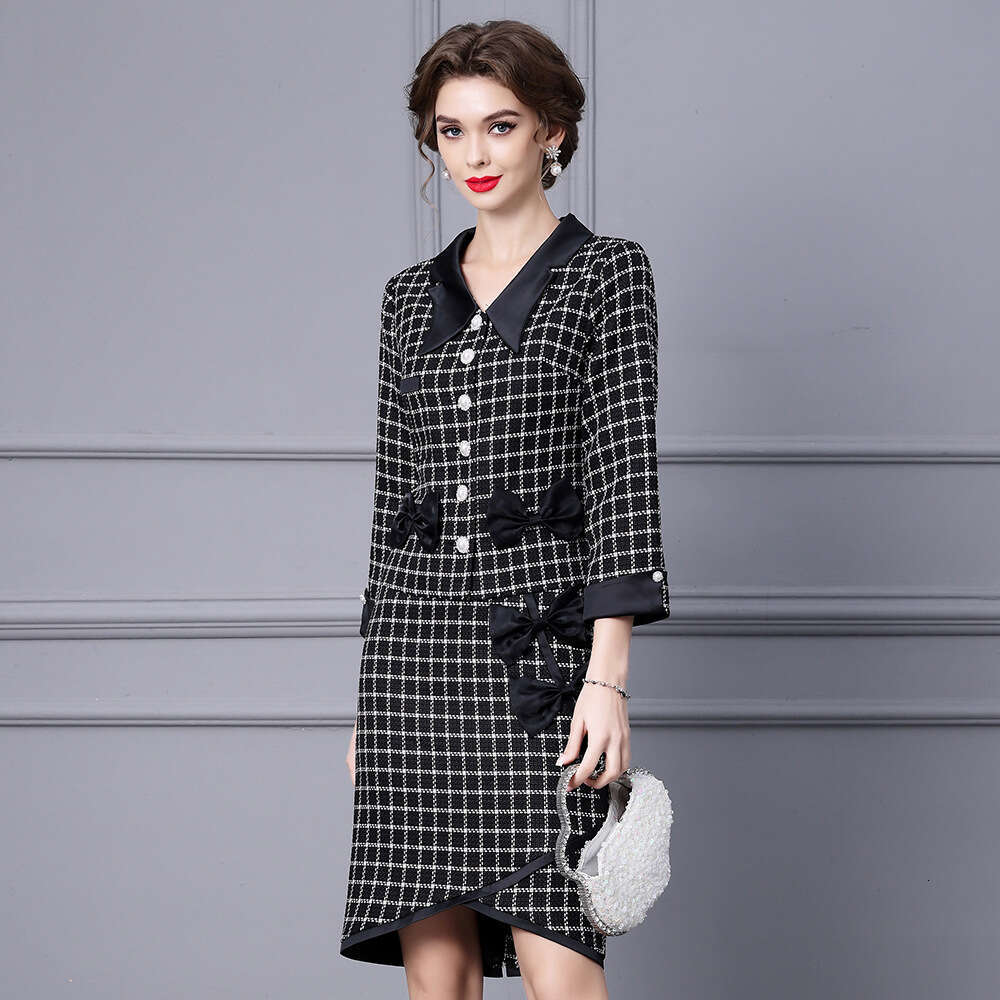 autumn outfit paired with a complete of fashionable shirt collar and high-end dress two-piece set for women 2024 new item