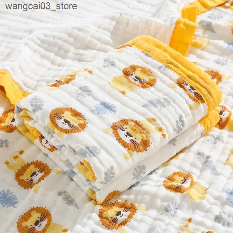 Blankets Swaddling 110*110cm Cartoon Swaddle Blanket Baby Newborn Bamboo Muslin Bed Sheet Kids Baby Bath Towel Blankets Swaddle Cotton L240910