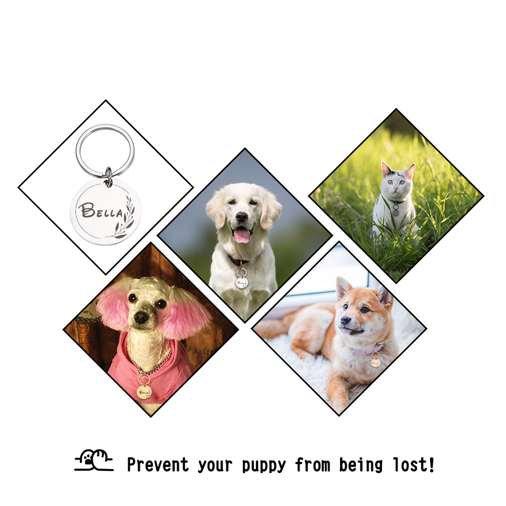 Personalized Dog Pet ID Tags Engraved Puppy Kitten Name Number Address Collar Tag Anti-lost Mirror Plate Pendant Pet Accessories
