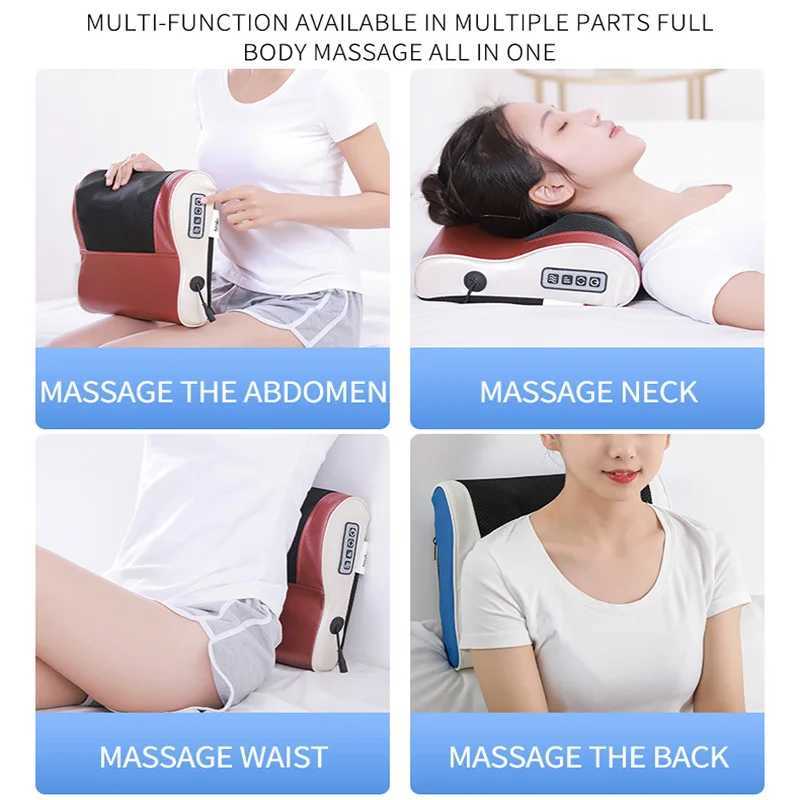 Massage pillow neck massager infrared heating electric back acupressure device Cervical head shoulder kneading healthy relaxation W240819
