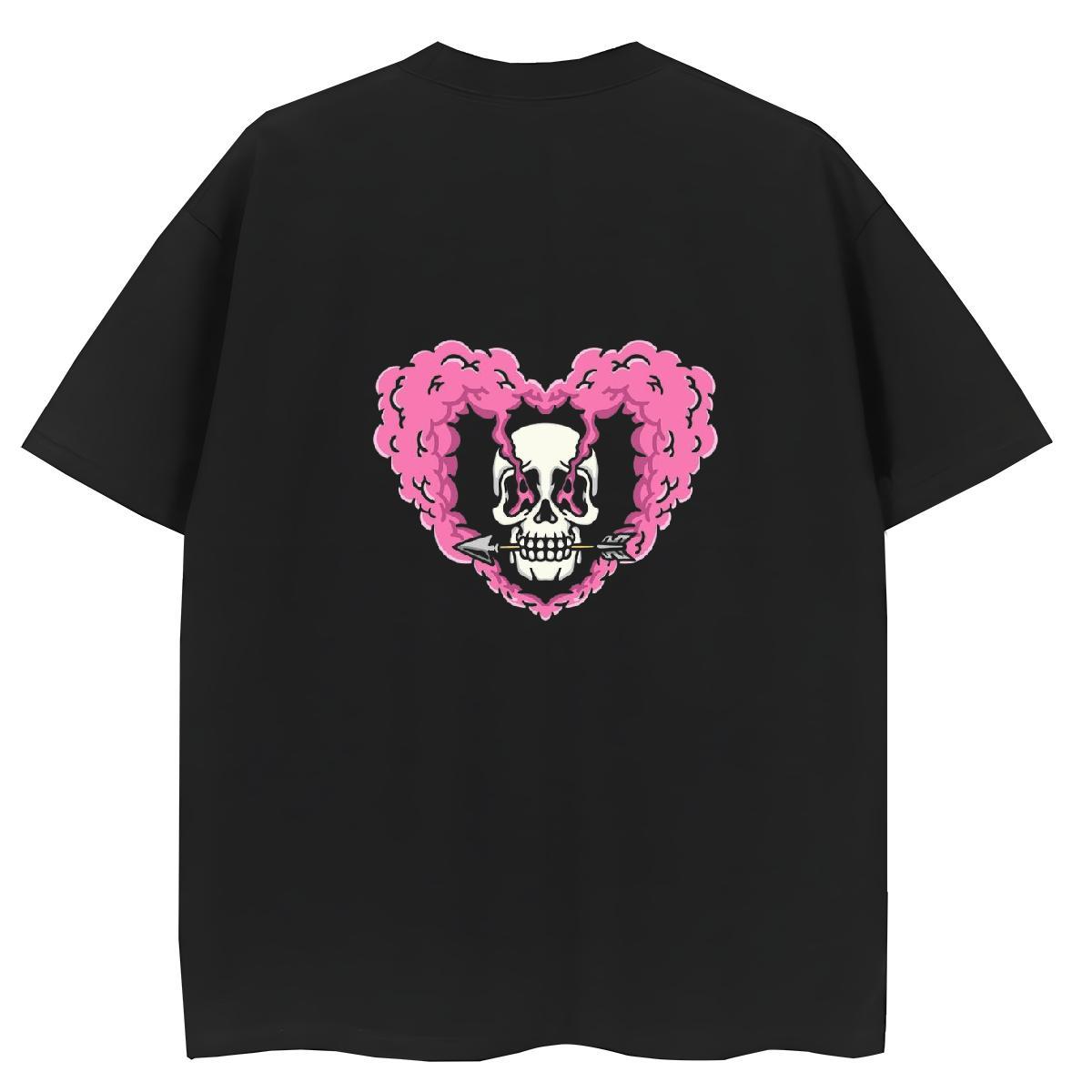 Casual New T Shirt For Woman 100% Cotton 230g O Neck Short Sleeves Sport skull Women Tshirts Female Anime Oversized Wear
