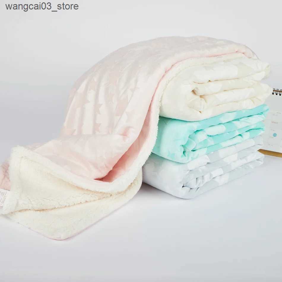 Blankets Swaddling Winter Thick Thermal 3d Minky Dot Kids Blanket Super Soft Sherpa Fluffy Toddler Baby Quilt Swaddle Office Seat L240910 L0910