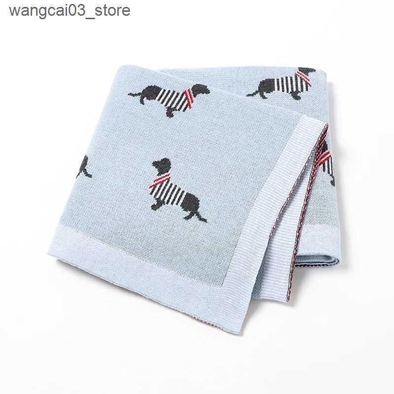 Blankets Swaddling Baby Blanket Cotton Knit Super Soft Newborn Girl Boy Bed Plaid Crib Quilt Cute Dachshund Infant Stroller Covers Swaddle 100*80CM L2