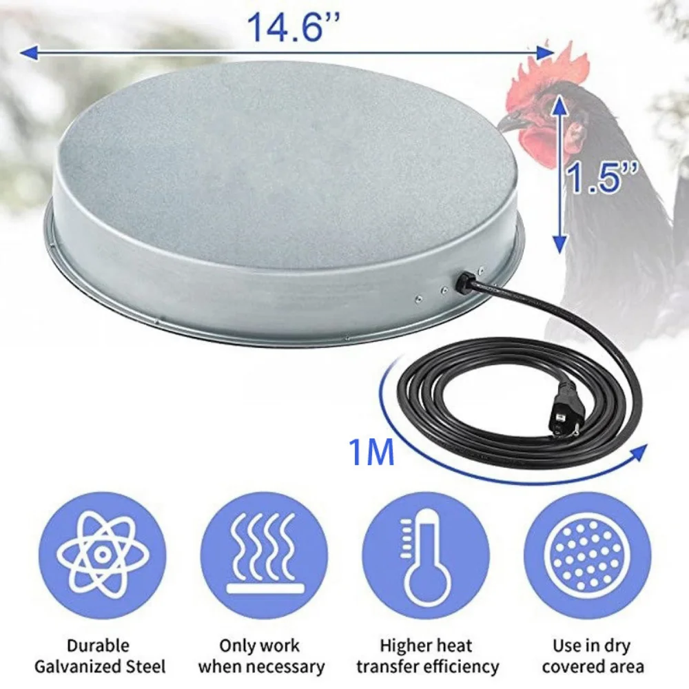 14.6 Inch Chicken Winter Water Heater Safe and Durable Heat Base Prevents Chicken/Poultry Drinking Water From Freezing