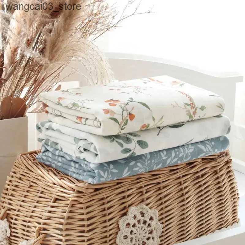 Blankets Swaddling Farm Print Muslin Swaddle Bamboo Cotton Baby Blankets Newborn Receiving Blanket Super Soft 2 Layers Blanket Shower Wrap L240910