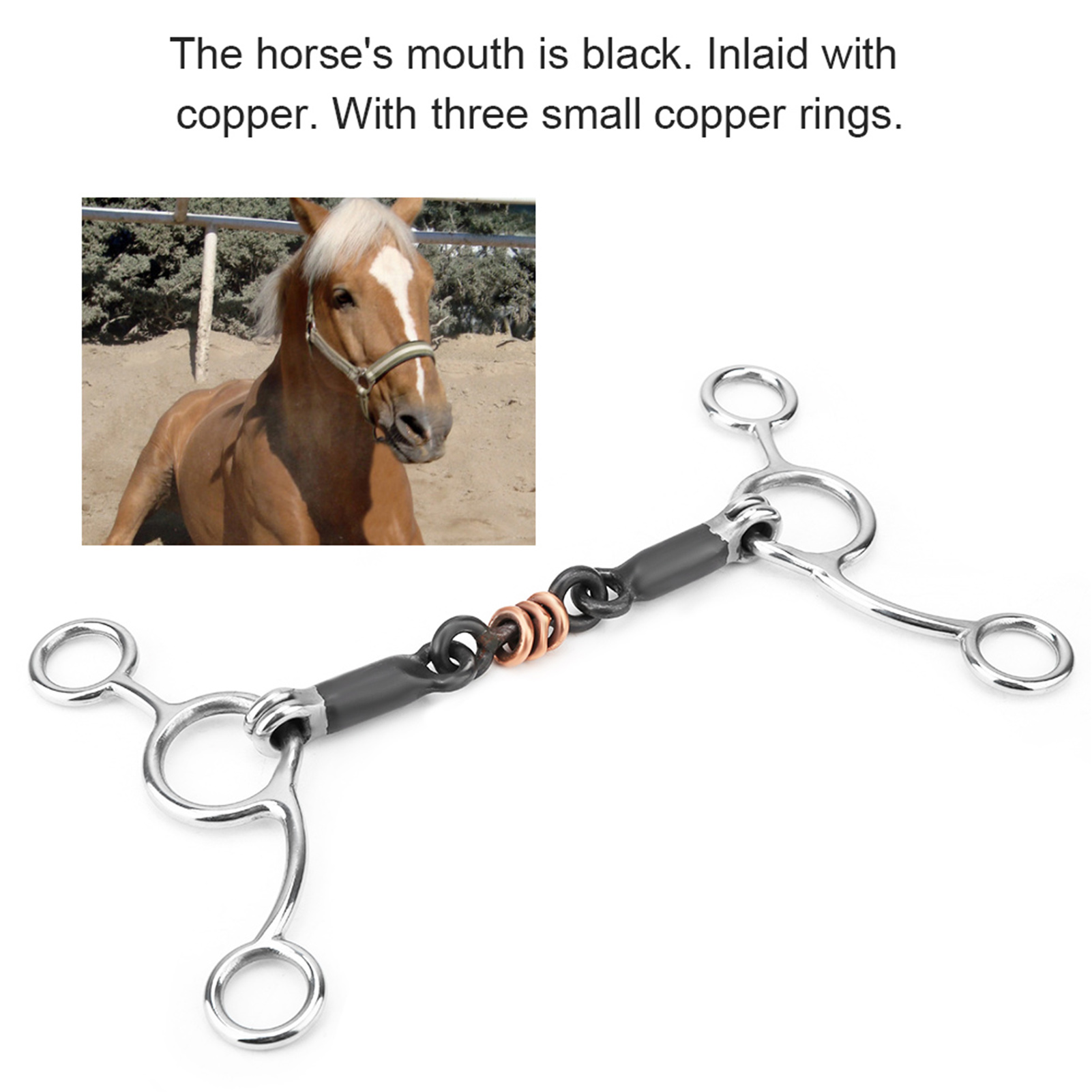 Equestrian Loose Ring Full Cheek Gag Gag Ring Snaffle Bits Horse Chew Stainless Steel Gag Bit With Black Steel Mouth Horse Chew