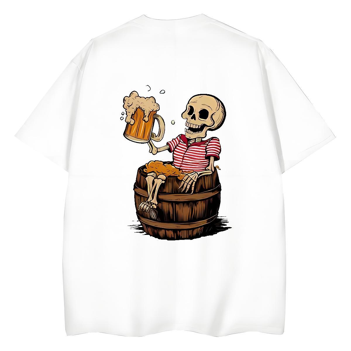 New T-Shirts 230g 100% Cotton Breathable Soft Beach skull Women Tees Female Graphic Clothes Shirt