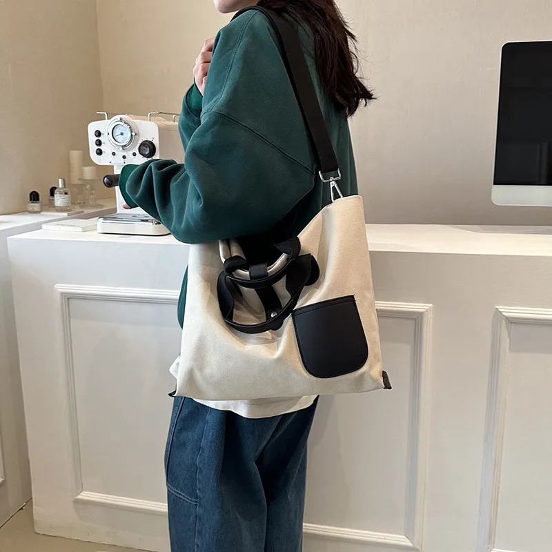 Casual canvas handbag high-quality shoulder cross body bag Japanese Korean style large bag womens messenger bag 241008