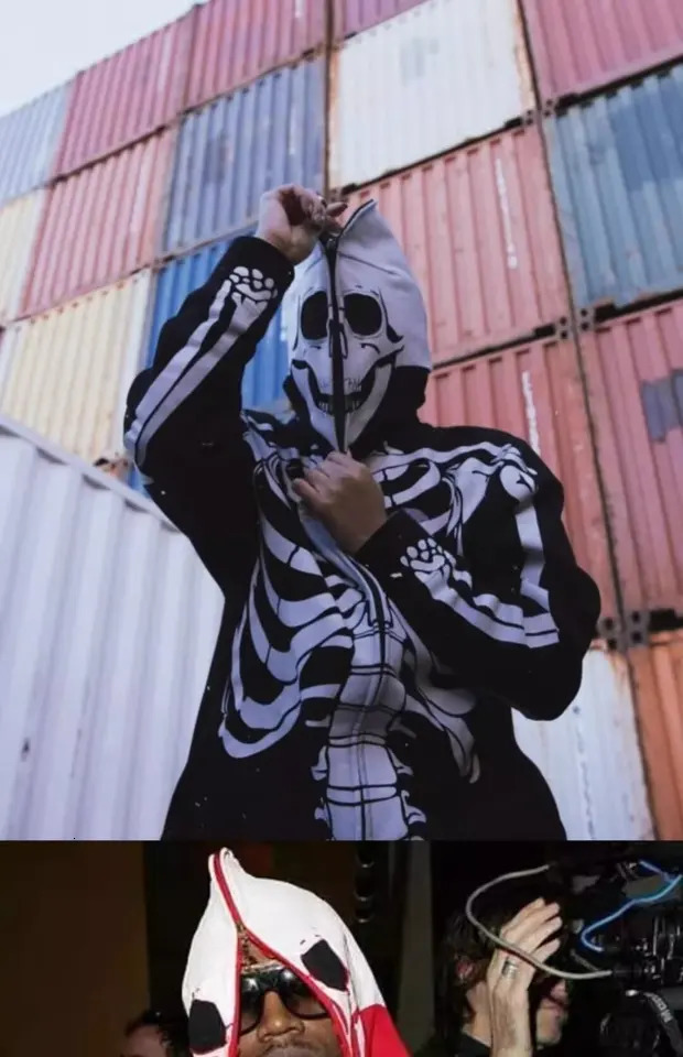 Y2k Fashion Zipper Hoodie Halloween Skeleton Theme Zipper Hoodie Oversized Sportswear Punk Harajuku Sportswear Oversized Top 241011