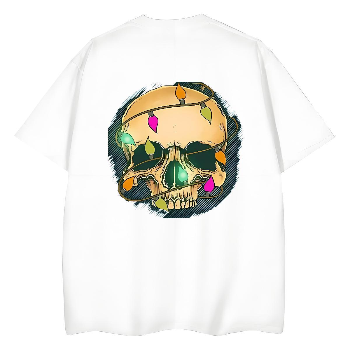 Classic T-Shirts for Women 230g Pure Cotton O-Neck Short Sleeve Street Casual skull Unisex Tshirts Loose fit Customized Print Tops Tees