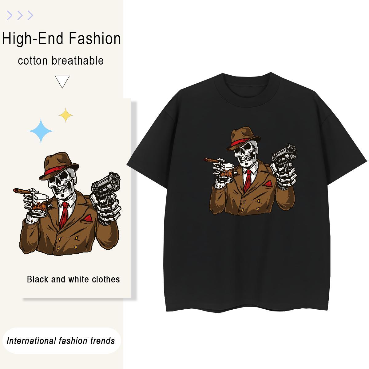 Stylist T shirt 230g 100% Cotton Breathable Daily Wear skull Tshirt for Man Woman Soft Oversized Tshirts