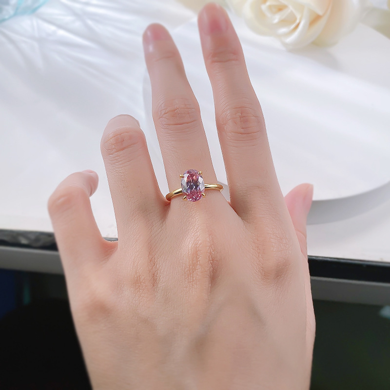 Sterg Sier Pink Moissanite Wedding Band Ring for Women dh910320090