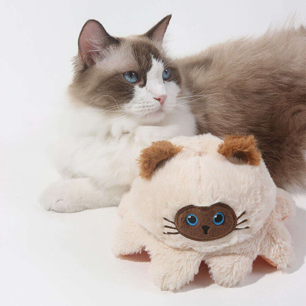 nicovaer 1pc Reversible Pirate Octopus Halloween Pumpkin Plush With Sound, Cat/Dog Squeaky Chew Toy