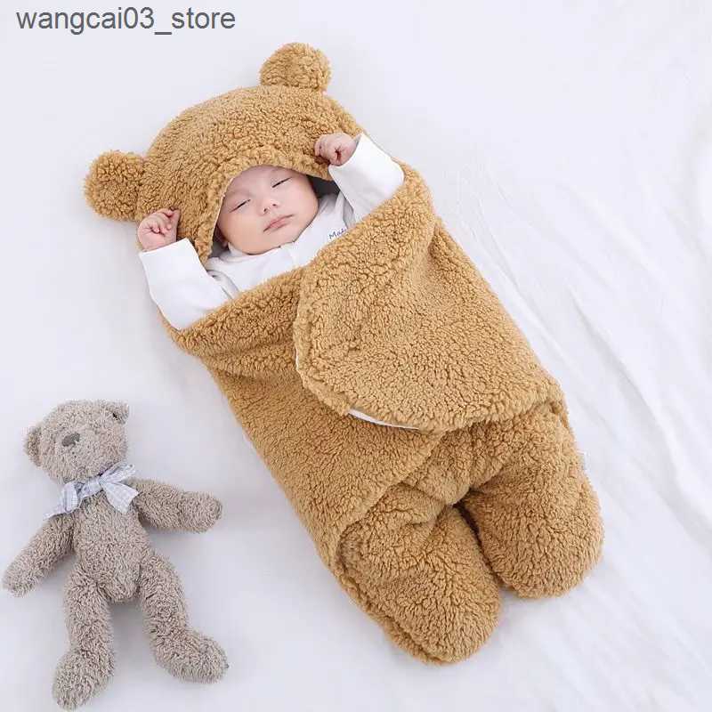 Blankets Swaddling 2024 Autumn Winter Infant Toddler Thicken Cashmere Receiving Blankets 0-6M Newborn Sleeping Bag Swaddling Kids Accessories L240910