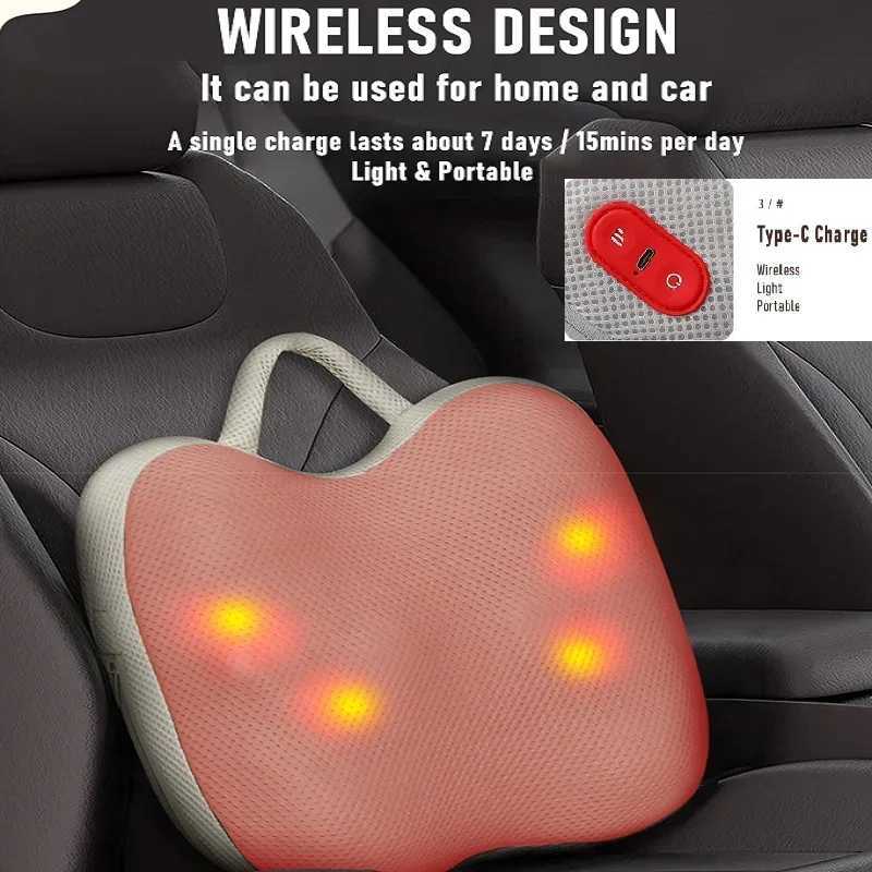 3D electric intelligent neck massager new pillow head back finger pressure full body massager wireless for automotive and home infrared physical thera