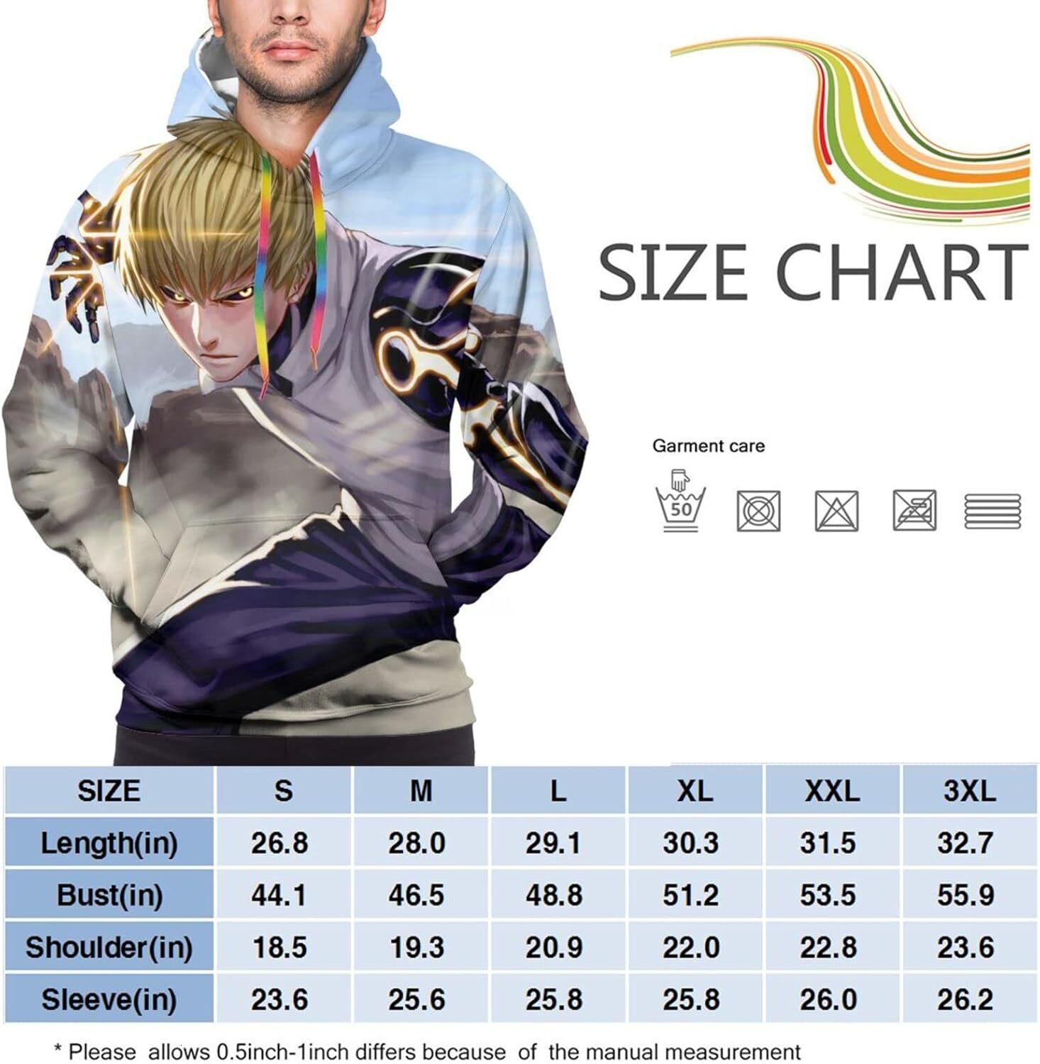 Hoodie for Mens Womens 3D Print Fashionable Simple One-Punnch Man Genos Saitama Anime Hooded Sweatshirt Hoodie for Adults Autumn trend