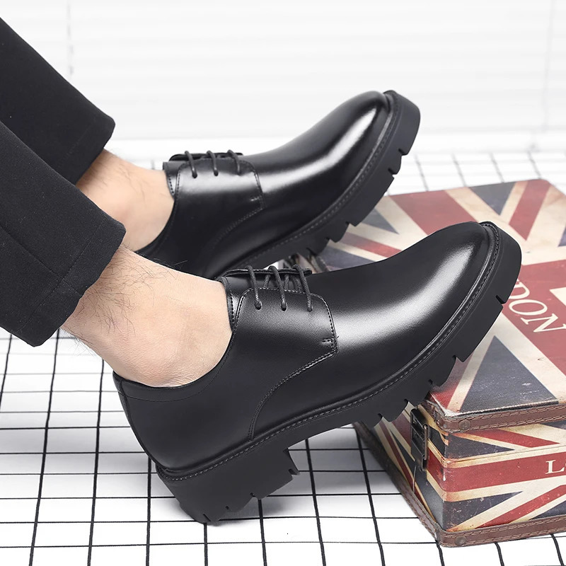 Mens Platform High Heels 4/7/9cm High Growth Formal Mens Derby Leather Business Shoes Mens Oxford Elevator Dress Shoes 241007