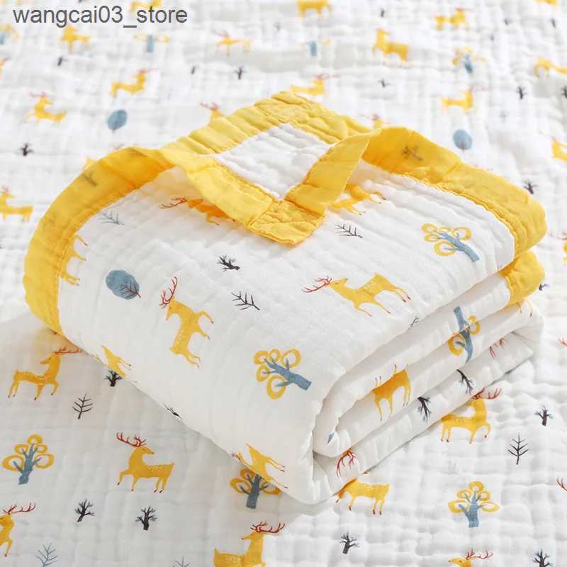 Blankets Swaddling 110*110cm Cartoon Swaddle Blanket Baby Newborn Bamboo Muslin Bed Sheet Kids Baby Bath Towel Blankets Swaddle Cotton L240910