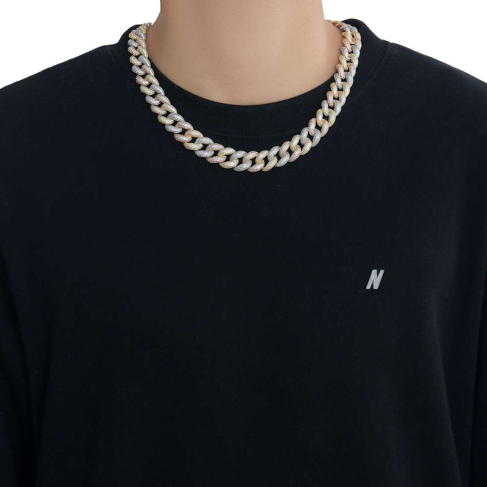 necklace 15mm bubble three color cuban chain set with personalized fashion brand men's hip hop jewelry