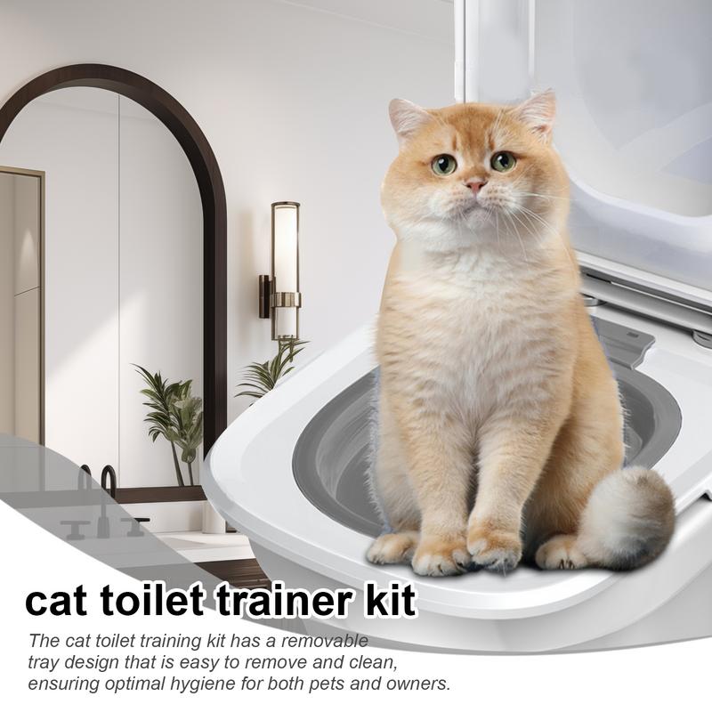 Cat Toilet Training System Cat Toilet Cleaning Trainer Cat Potty Trainer Kit Reusable Toilet Litter Box Trainer For Hygienic Pet