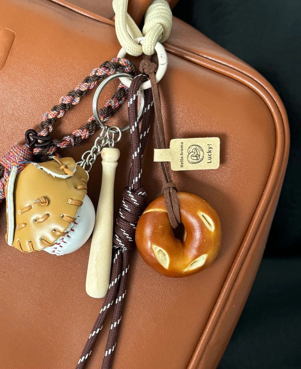Summer Cute Style Alkaline Water Bread Weaving Rope Hanging Bag Decorative Pendant Keychain Bag Accessories and Accessories 241008